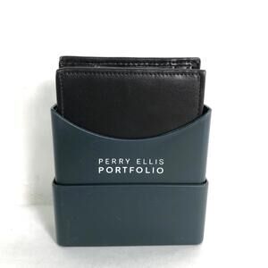 Perry Ellis Portfolio Men’s Wallet Black Bifold With Case NWT! $39.50 B3